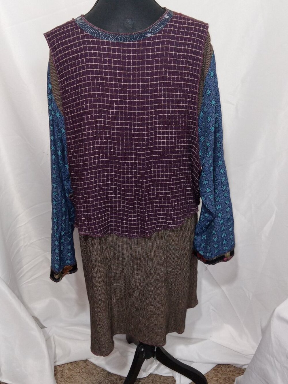 Nothing Matches USA Patchwork Boho Tunic Dress XL 2 Lagenlook Artsy Festival - Picture 9 of 14